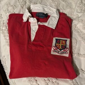 VTG Ralph Lauren Scarlet Rugby Shirt with White Accents